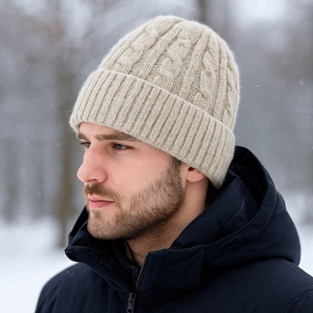 Trendy Twists Knitted Hat Elastic Woolen Hat Versatile Winter Pullover Cap  Outdoor