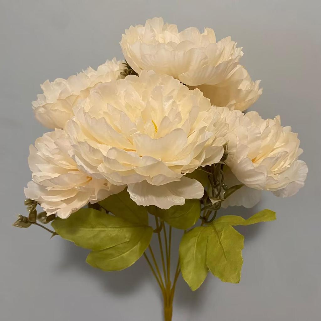 7-Head Peony Artificial Flower Bouquet for Weddings, Home Décor, and Photography