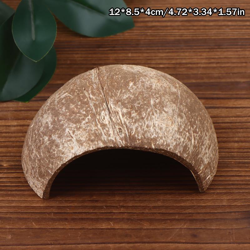 

Coconut Shells Hut for Reptiles Hamsters Hideout Shelter Breeding Hermit Ornament House Aquarium Decor Growth Shelter