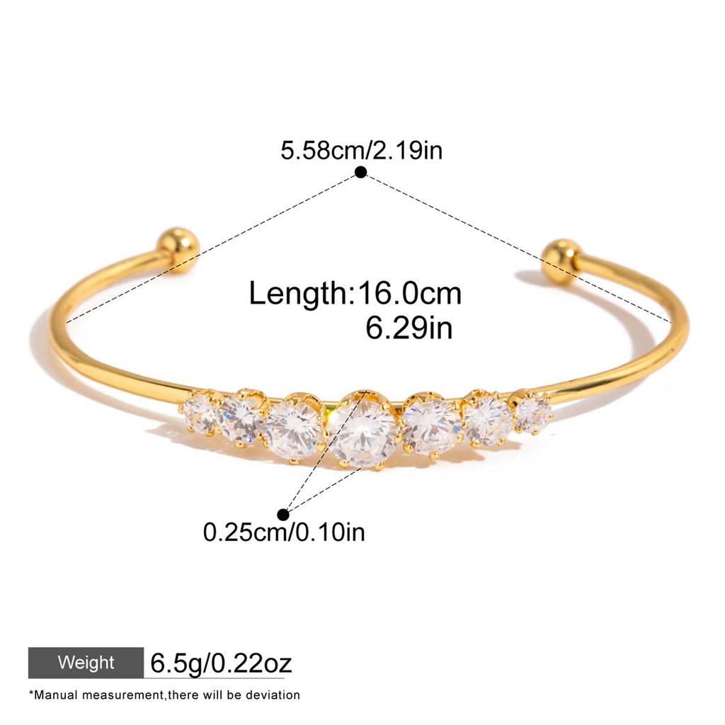 Yori Delicate Heart Shaped White Cubic Zirconia Open Bracelet Bangle Stainless Steel Rust Proof Office Ladies Chic Jewelry Gift
