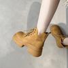 Rhubarb Martin Boots Women's Autumn Fashion Casual Short Boots Thick Heel Retro Boots Women's Versatile