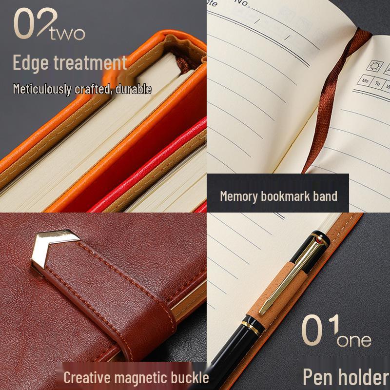 B5 Leather Business Notebook with Detachable Sleeve and Replaceable Core