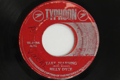 7-Zoll Schallplatte BILLY DICE - Take Warning none Typhoon Jamaica Reggae, Ska & Dub Gebraucht
