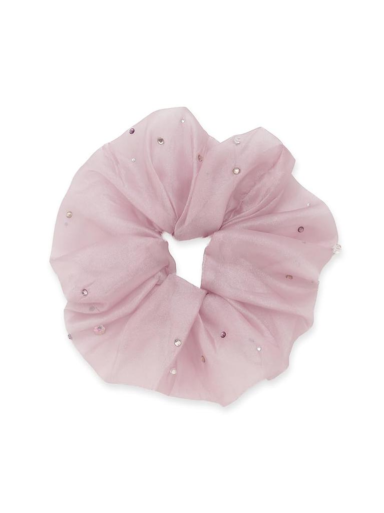 Lily Brown Organza Jewel Scrunchie Free Size LWGG255316, Women's, Pink,