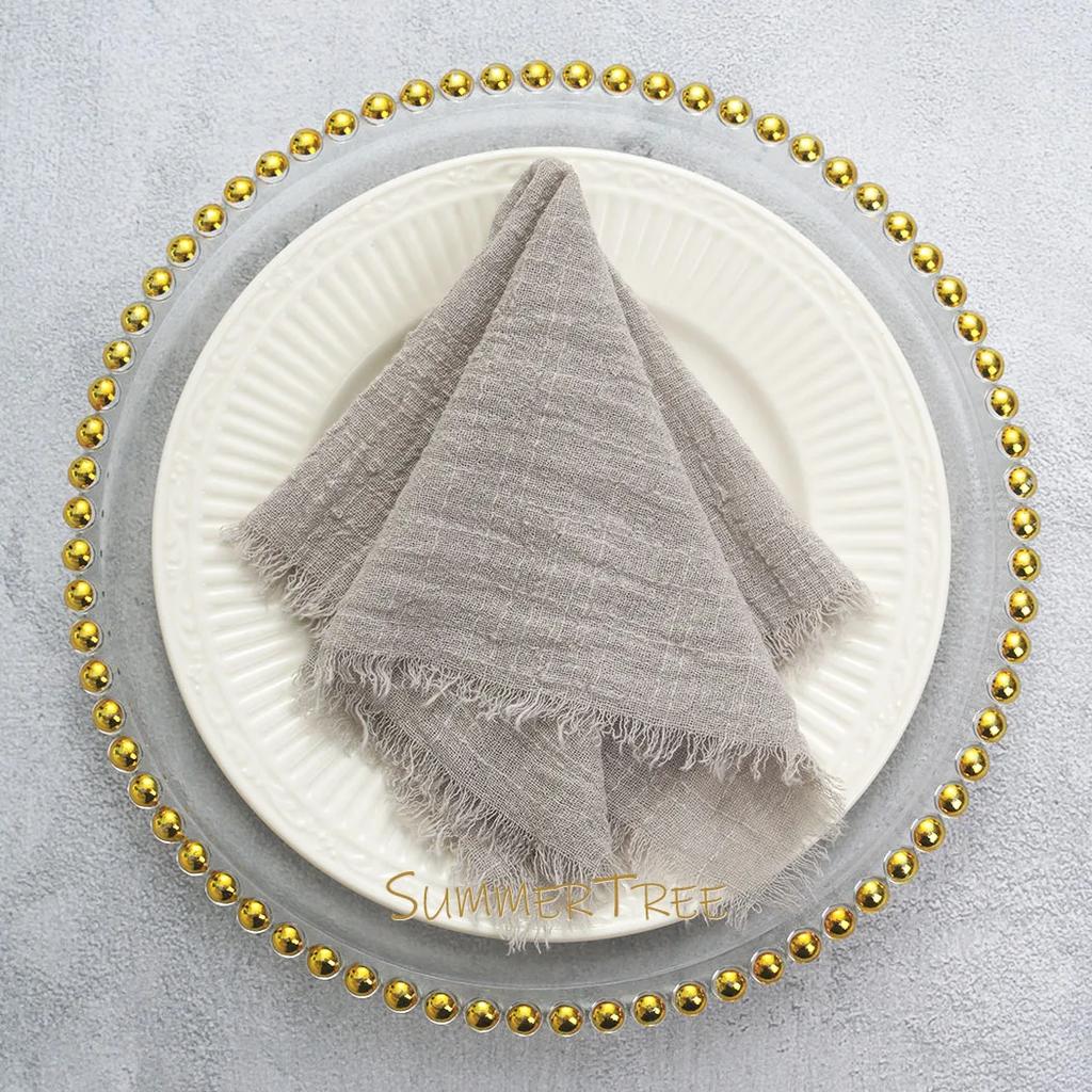 10pcs 32x32cm Cloth Napkins Pure Cotton Gauze Soft Napkin Handkerchief Vintage Banquet Garden Party Wedding Table Decoration