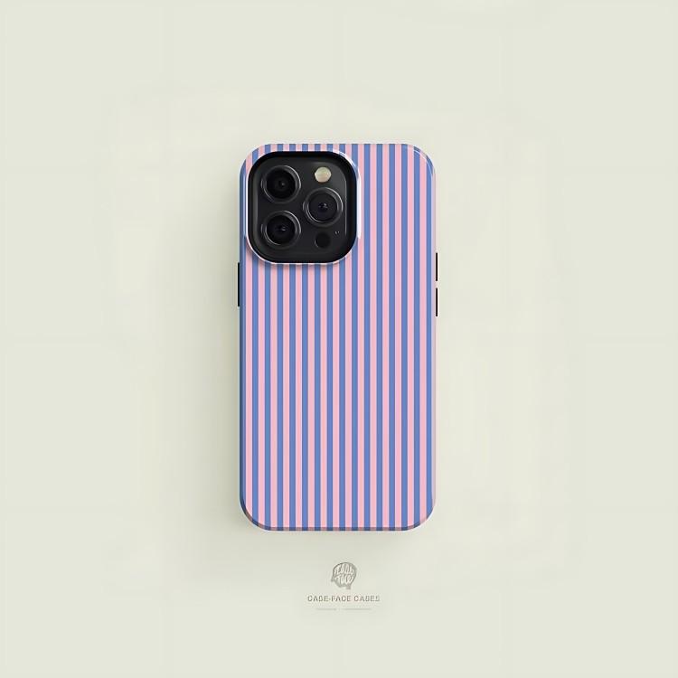 

Striped Blue Pink Phone Case for iPhone 17 17e 16e 16 15 14 13 12 11 X XS XR XSMAX 7 8 Air Pro Max Plus Double-layer Back Cover iPhone 11