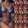 Women's Tie-dye Print High-Breasted Straps Bikini Set Two-Piece Swimsuit