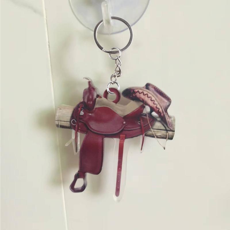 Colorful Saddles Pendant Keychain Acrylic Key Rings Accessory Handmade Keyring Bag Decoration Unique Gifts for Women