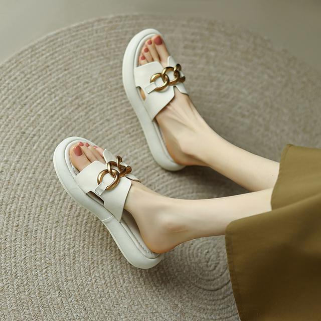 

Летние женские шлепанцы, сандалии на платформе из спилка, туфли на толстом каблуке, женские повседневные сандалии с узкими ремешками, лаконичные женские шлепанцы 39 белый