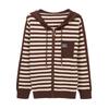 Chinese mother spring and autumn clothes hooded lapel jacket women's new models in the elderly striped cardigan red sweater