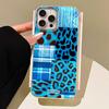 Vintage Blue Leopard Print Girls Phone Case for Iphone 16 15 14 7 8 Plus 13 11 12 Pro Max X XS XR SE 2022 2020 16e Back Cover