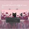Mouse Pad Black Cat Pink Flower Field Gamer printon demand Large HD Mousepad XXL MousePads Carpet Non-Slip Office PC Table Mat