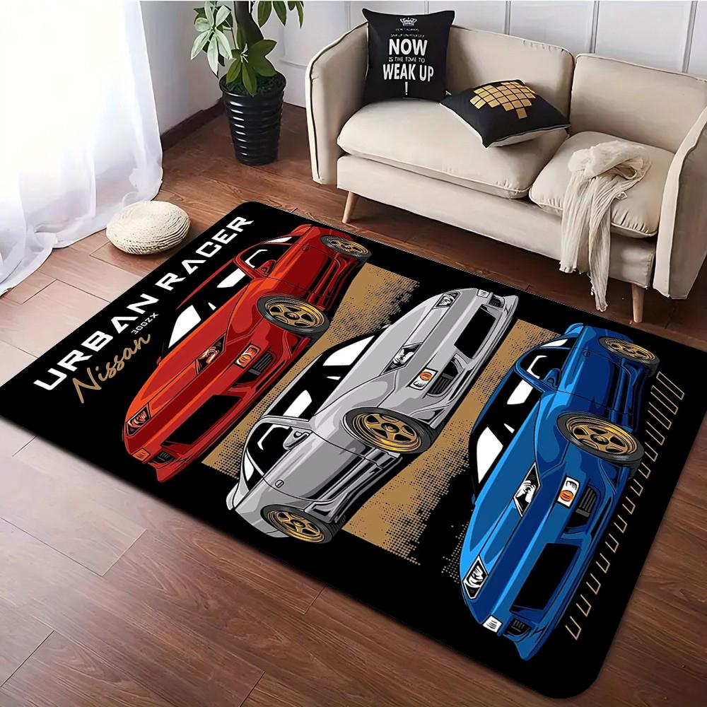 Vintage Japanese Manga Style Carpet for Living Room Bedroom J-DM Racing Car Retro Print Classic Cars Carpet for Home Decor Gifts