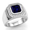 Herren Blauer Kristall CZ Stein Ring Luxus Silber Farbe Verlobungsring Klassischer Hochzeitsparty Schmuck Valentinstag Geschenk