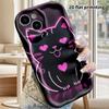 Phone Case: 2D Flat Design Suitable for iPhone 18, 17, 16, 15, 14, 13 Pro Film Protective Case, Couple Style, Line Art Black Cat, Christmas and Hallow