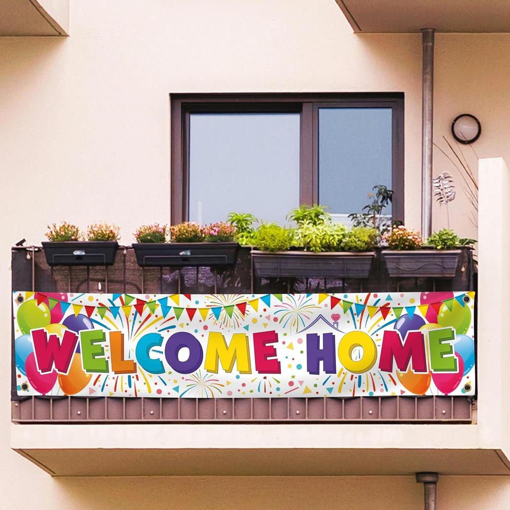 Welcome Home Banner - Welcome Back Decorations - 6 X 1.3ft - We Missed You Banner (White)