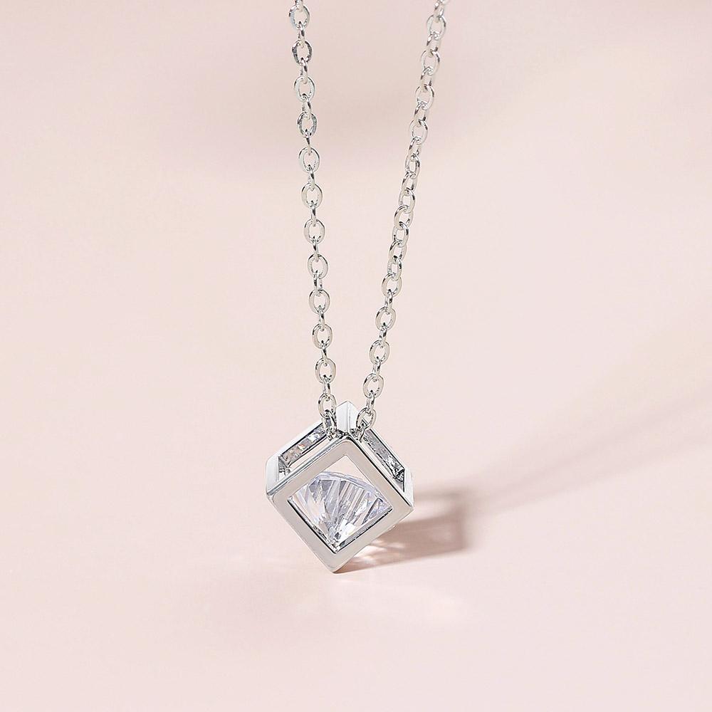 

ZHOUYANG Charms Necklace For Women Aesthetic Cube Pink Zircon Rose Gold Color Choker Chain On Neck Jewelry Korean Pendants N279