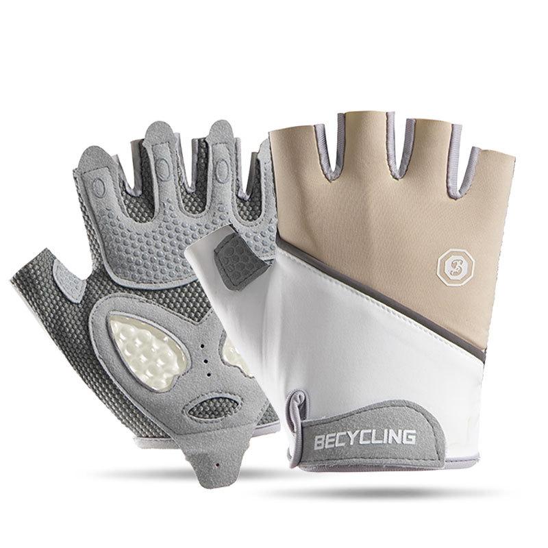 Fitness Cycling Gloves Outdoor Sports Training Golf Silicone Anti-slip Wear-resistant Ice Silk Breathable Half Finger