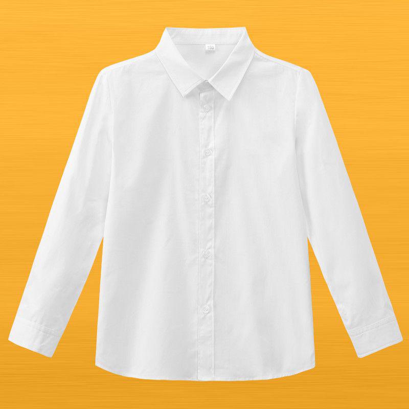 

Girls White Cotton Lace Blouse - Long-Sleeve Crew Neck Shirt for School Uniform Elementary Performance Size 100