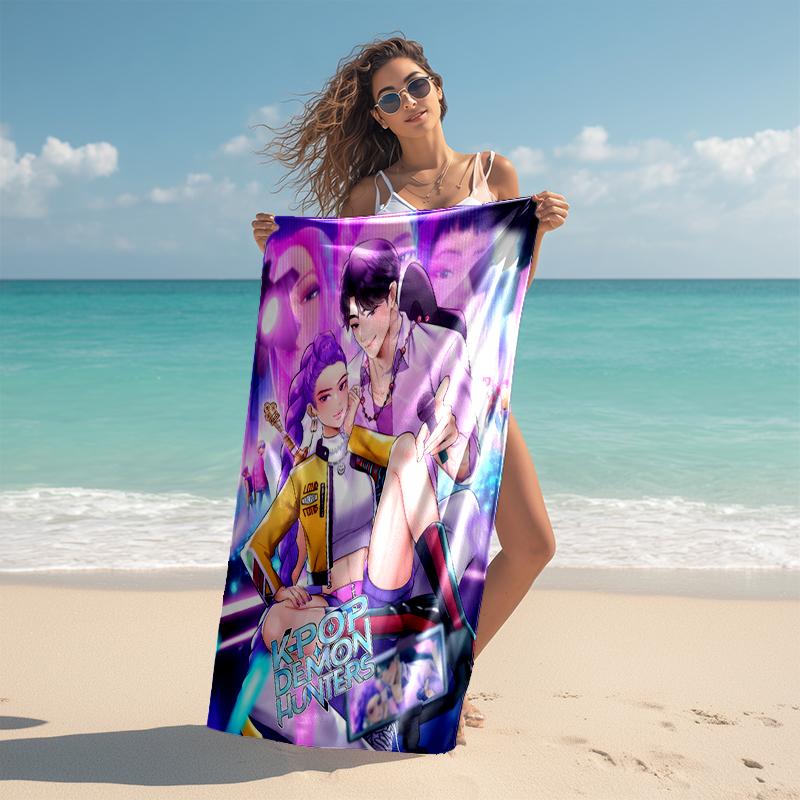 1pc KPop Demon Hunters20 Beach Towel, Comfortable and Thick, and Swimming/Bath/Picnic/Camping Towel, Suitable for Seaside Beaches