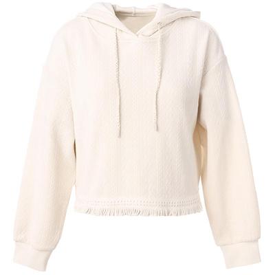 Betu Women's Retro Tassel Hooded Loose Hoodie