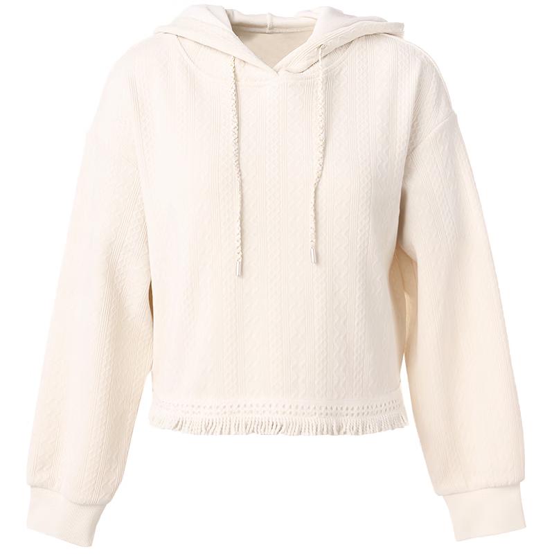 Betu Women s Retro Tassel Hooded Loose Hoodie M