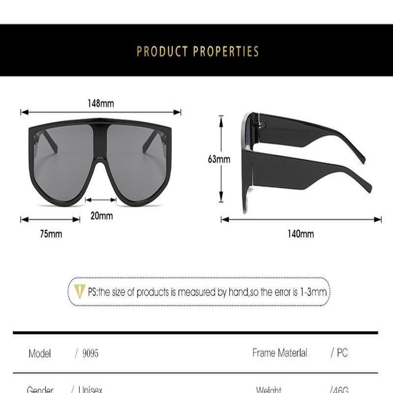 Oversized Flat Top Sunglasses Women Fashion One Piece Square Sunglasses Men Yellow Green Shades Lunette De Sol Uv400