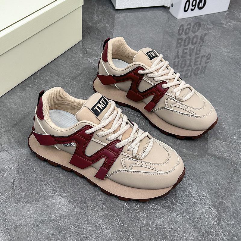 Fashion Platform Sports Shoes Women Thick Sole Leather Design Spring Casual Shoes Ladies Zapatillas Mujer Outdoor Running Shoes Female