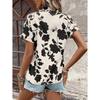Women's Casual Loose Fitting Floral V-neck Bat Sleeve Shirt Top Fashion