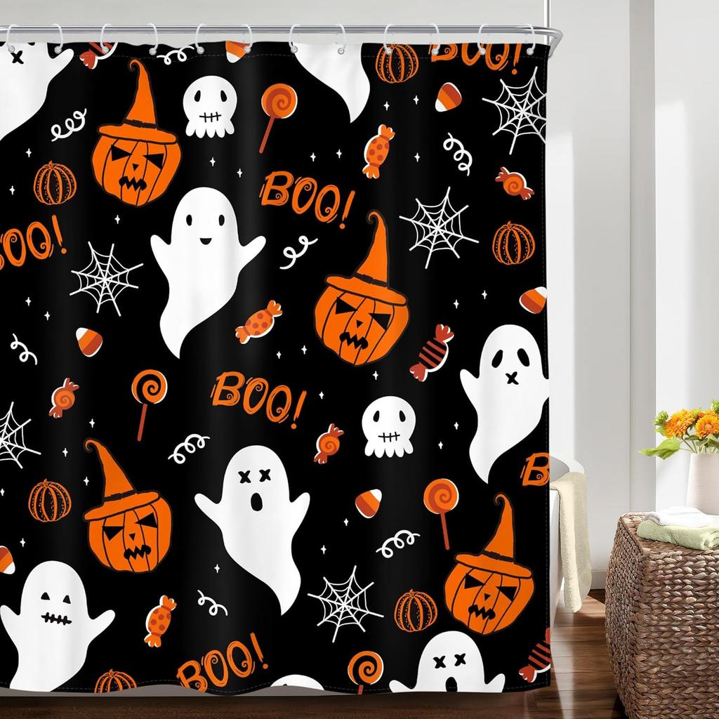 Christmas Shower Curtain Navy Blue Snowflakes Winter Holiday Happy Xmas New Year Festival Seasonal Snow Celebration Fabric