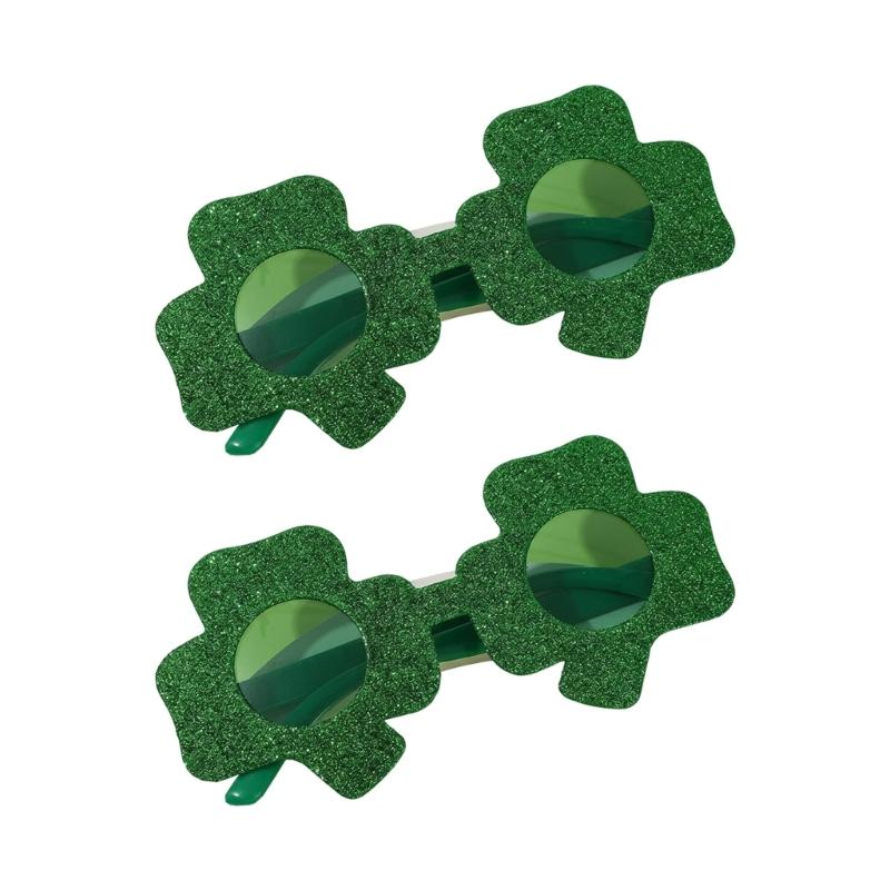 Irish Shamrock Eyeglasses Green Four Leaf Clovers Glasses Leprechaun Costume for Women Men Saint Patrick's Day Sunglass
