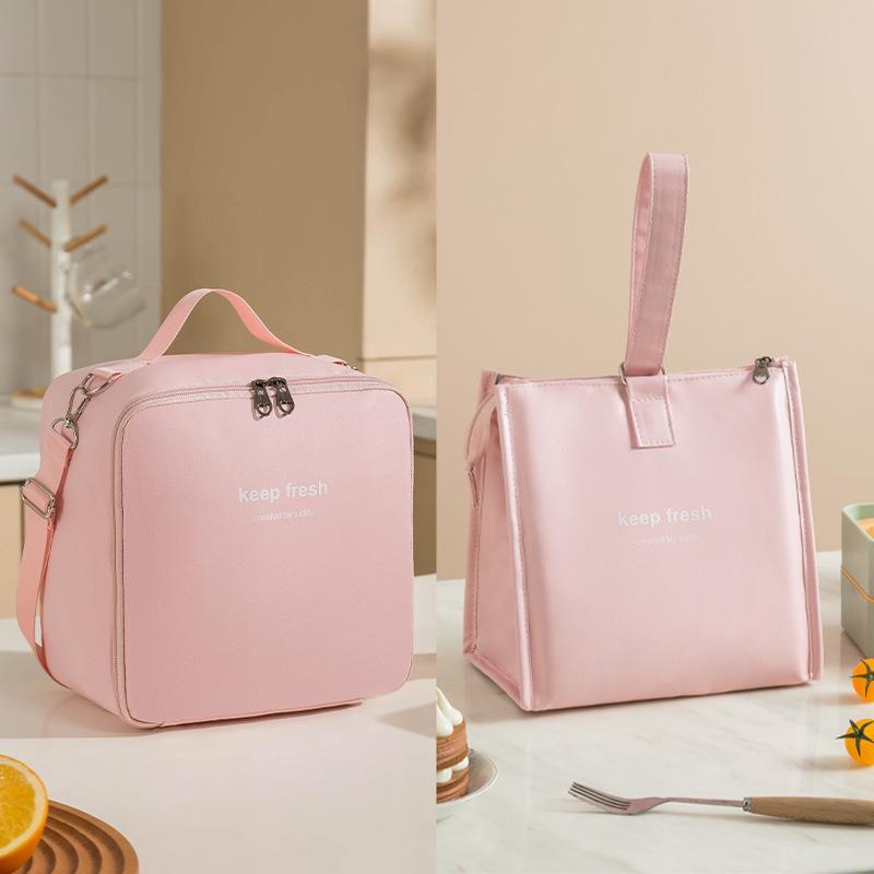 Portable Insulated Crossbody Lunch Bags Waterproof PU Large Capacity Food Bento Thermal Storage Container Shoulder Cooler Bags
