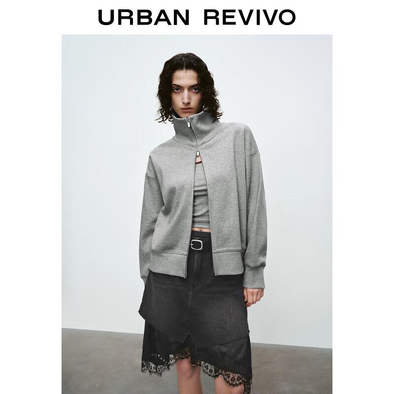 

UR Women s 2025 Spring Loose Fit Double Zipper Stand Collar Jacket XS