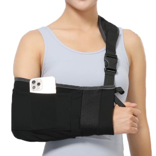 

[Double Supervision by Doctors and Physical Therapists] [Japanese Brand] Triangular Sling for Fractures, Adult Arm Sling with Smartphone Pocket, Breat