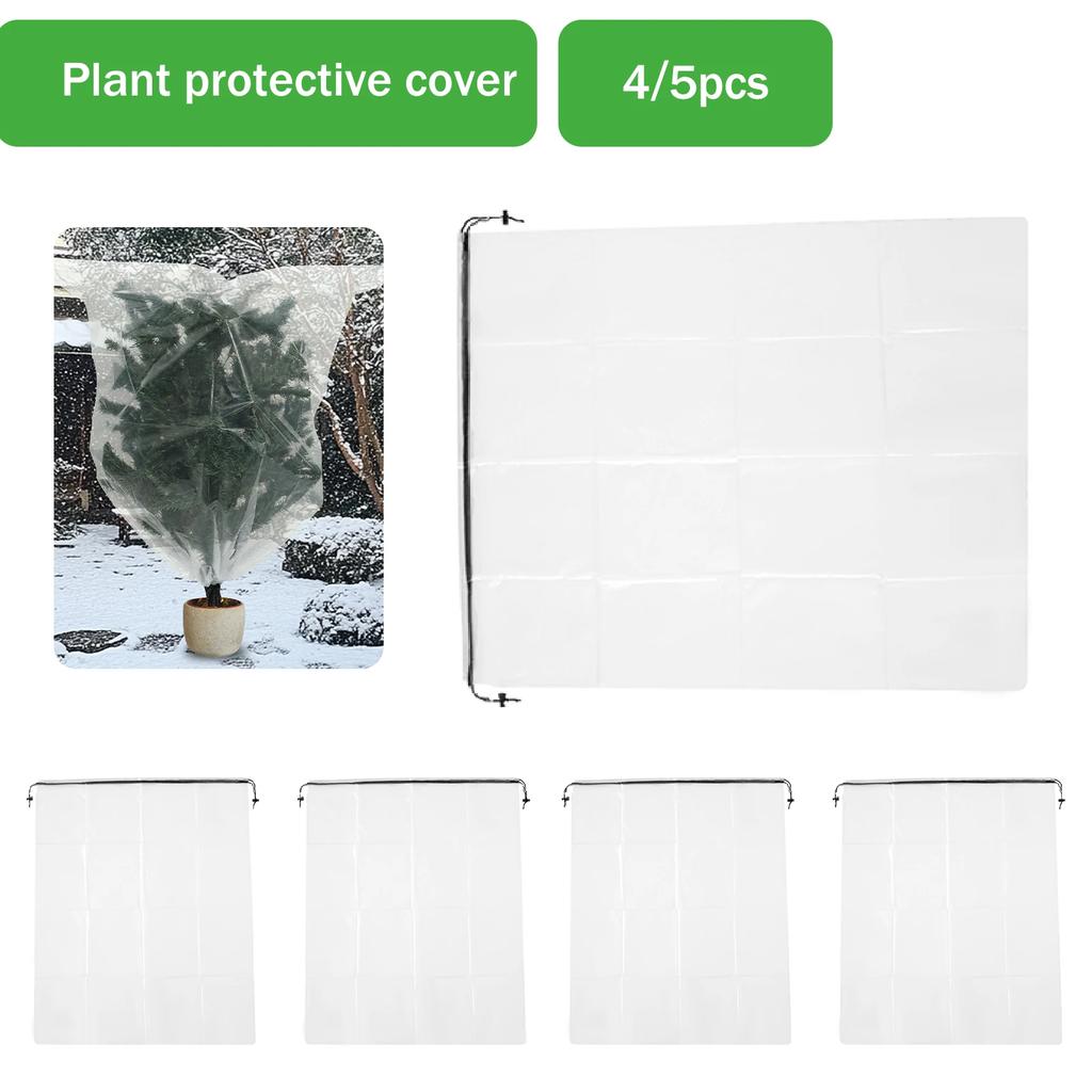 4/5Pcs Plants Bag Cover Freeze Protection Against Frost Covers with Drawstring Reusable Tree Frost Blanket Garden Plant Tools