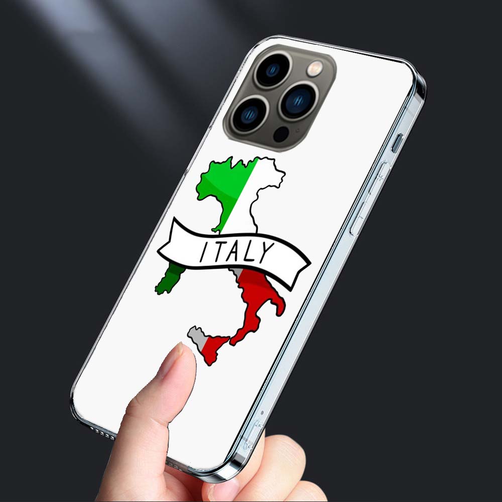 Italy Flag Phone Case For Iphone 16E 15 Pro 14 Plus 17E 16 17 Pro Max Air 11 12 13 Mini Shockproof Capa Cute Cover TPU Clear
