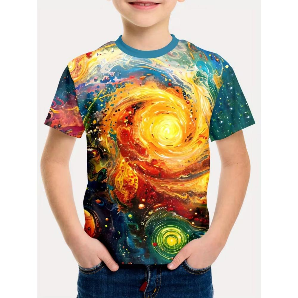 Boys Kids Clothes Stylish Cartoon Space Astronaut Graphic T Shirts Boys Girls Summer Short Sleeve Outdoor Clothes for Children