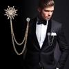 1Pc  High-end Rhinestone Star Brooch Crystal Tassel Chain Corsage Suit Coat Badge Lapel Pin for Men Women Clothing Accessories