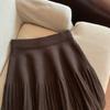 Grey High-Waisted Pleated A-Line Skirt for Women - Autumn White Short Style