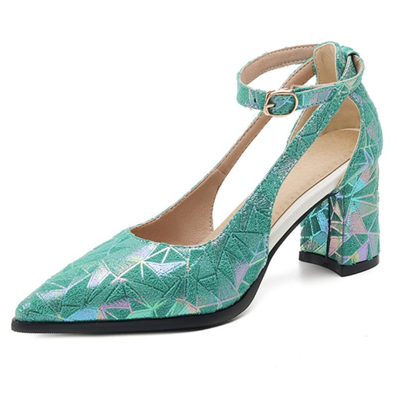 

Luxury Women s Sandals Summer Shoes 2024 Ankle Straps Pink Green High Heels Pumps Female Party Dance Wedding Shoes Large Size 45 40