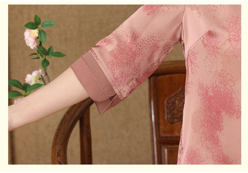 Chinese Style Nine-Point Sleeve Shirt for Middle-Aged and Elderly Women