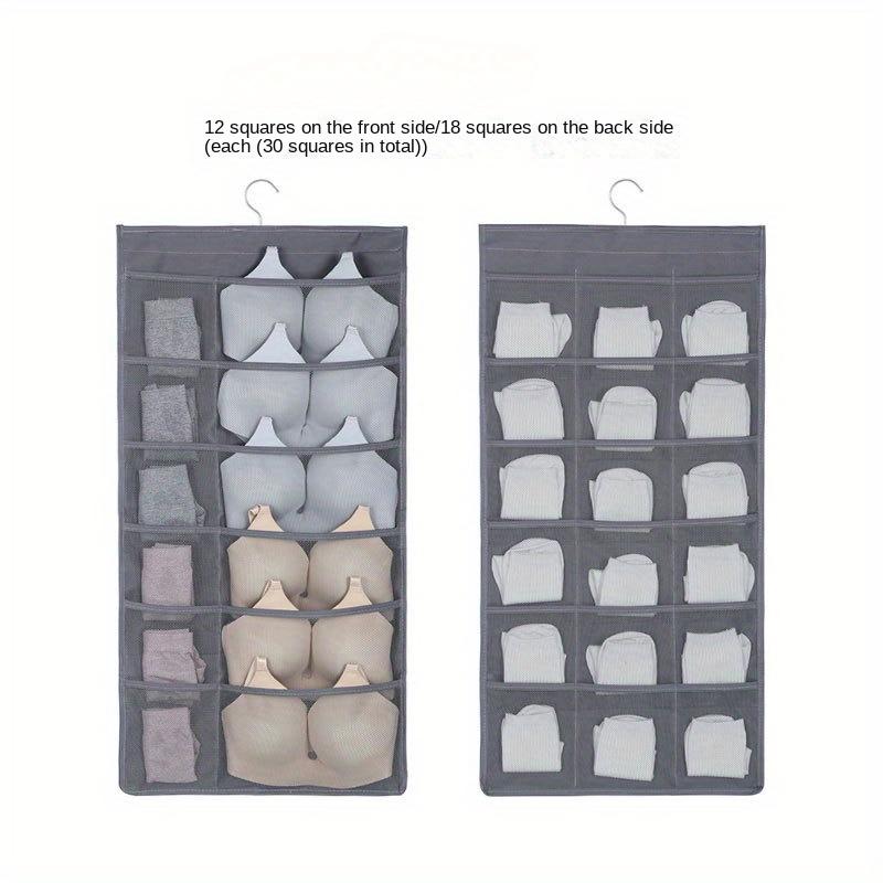 

2 Sided Hanging Storage Bag Underwear Socks Bras Home Wardrobe Hanging Bag Modern Simple Style Folding Clothes Divider Bag Front 12 Reverse 14 серый
