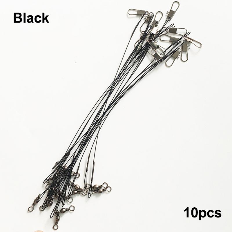 

10Pcs 15Cm/5.9Inch Fishing Leaders Wire 125Lb Heavy Unusual Duty Anti-Bite Steel Line With Swivels And Snaps 10pcs