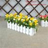 Artificial Flower Set: Wooden Fence & Small Potted Plants for Home Decoration