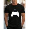 European Sizes Game Controller Pattern, Round-neck Short-sleeved Printed T-shirt, Romantic T-shirt with a Love Theme for Men