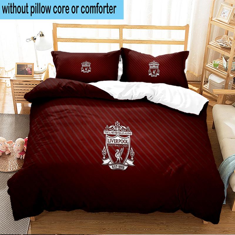 Liver-pool Crest 3PCS Print Bedding Set, Includes A Duvet Cover and Two Pillowcases for Bedroom, Dormitory, Suitable for All Seasons