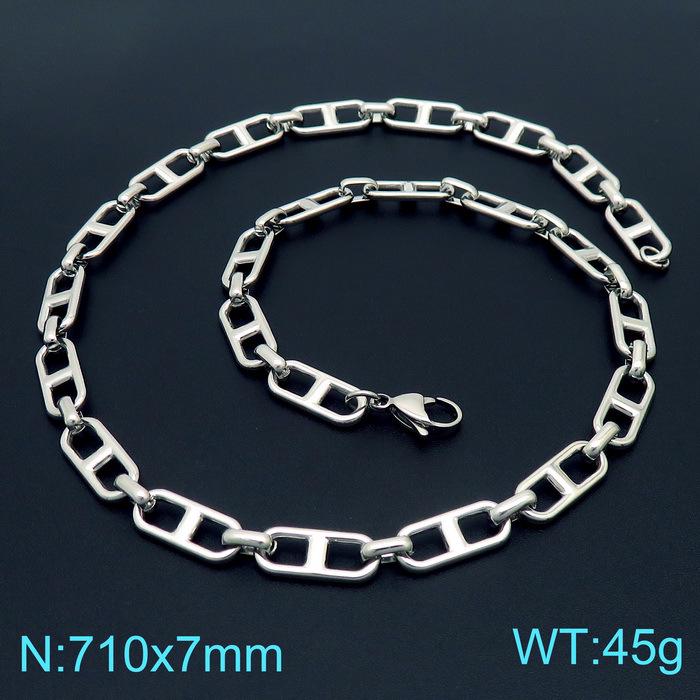 Trendy Stainless Steel Figaro Chain Bracelet & Necklace Set - Simple, Versatile Jewelry Accessory
