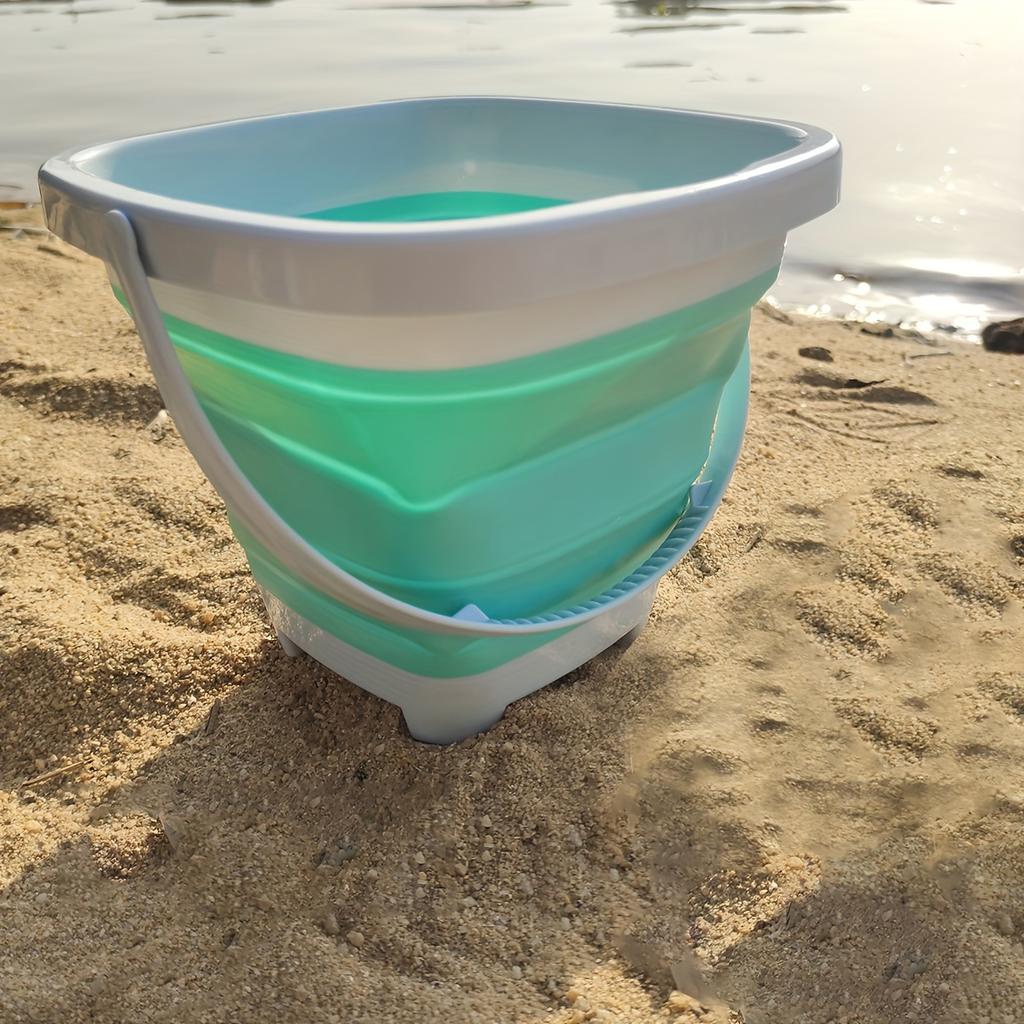 Giocattoli da spiaggia per bambini Set di giocattoli di sabbia per i più piccoli Giocattoli di sabbia con secchio pieghevole Pala Rastrello Set Stampi per sabbia Estate all'aperto