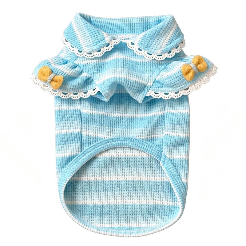 New Dog and Cat Clothing - Lace Knitted Bubble Sleeve Pullover - Pet Summer Wear