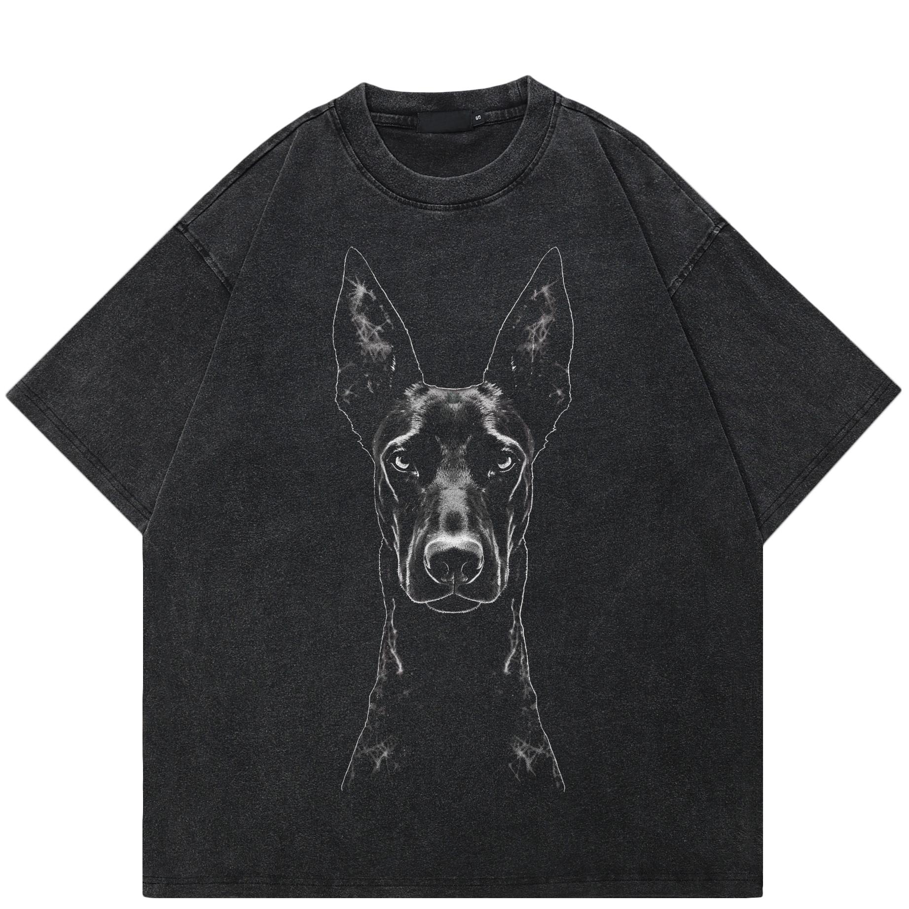 

Уличная футболка унисекс с рисунком добермана, черная хлопковая футболка, топы унисекс, футболки, летняя футболка с короткими рукавами L чёрный